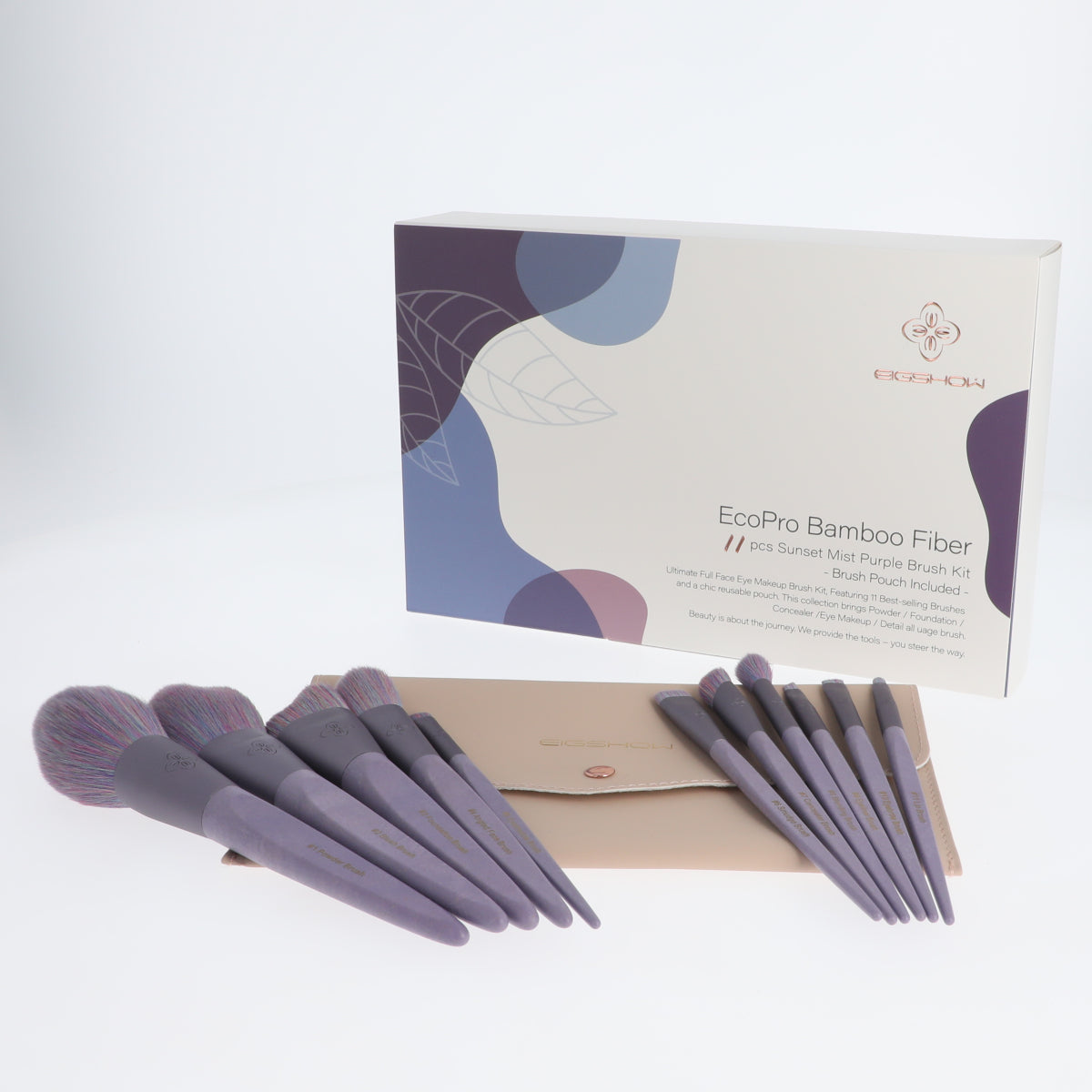 Image of EcoPro Bamboo Fiber Sunset Mist Purple Brush Kit 11 Pcs
