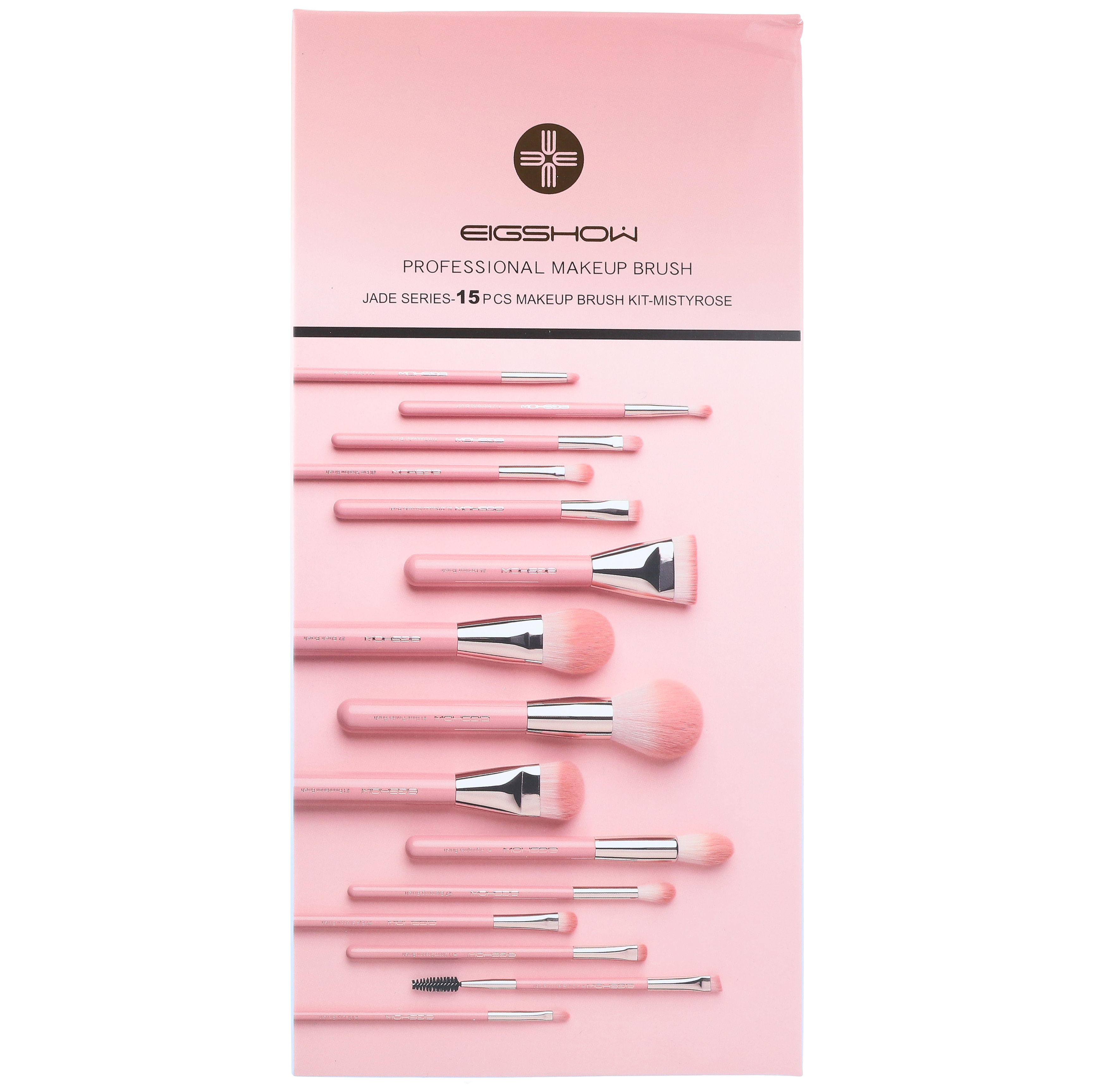 Image of Jade Series Mistyrose Makeup Brush Kit 15 Pieces