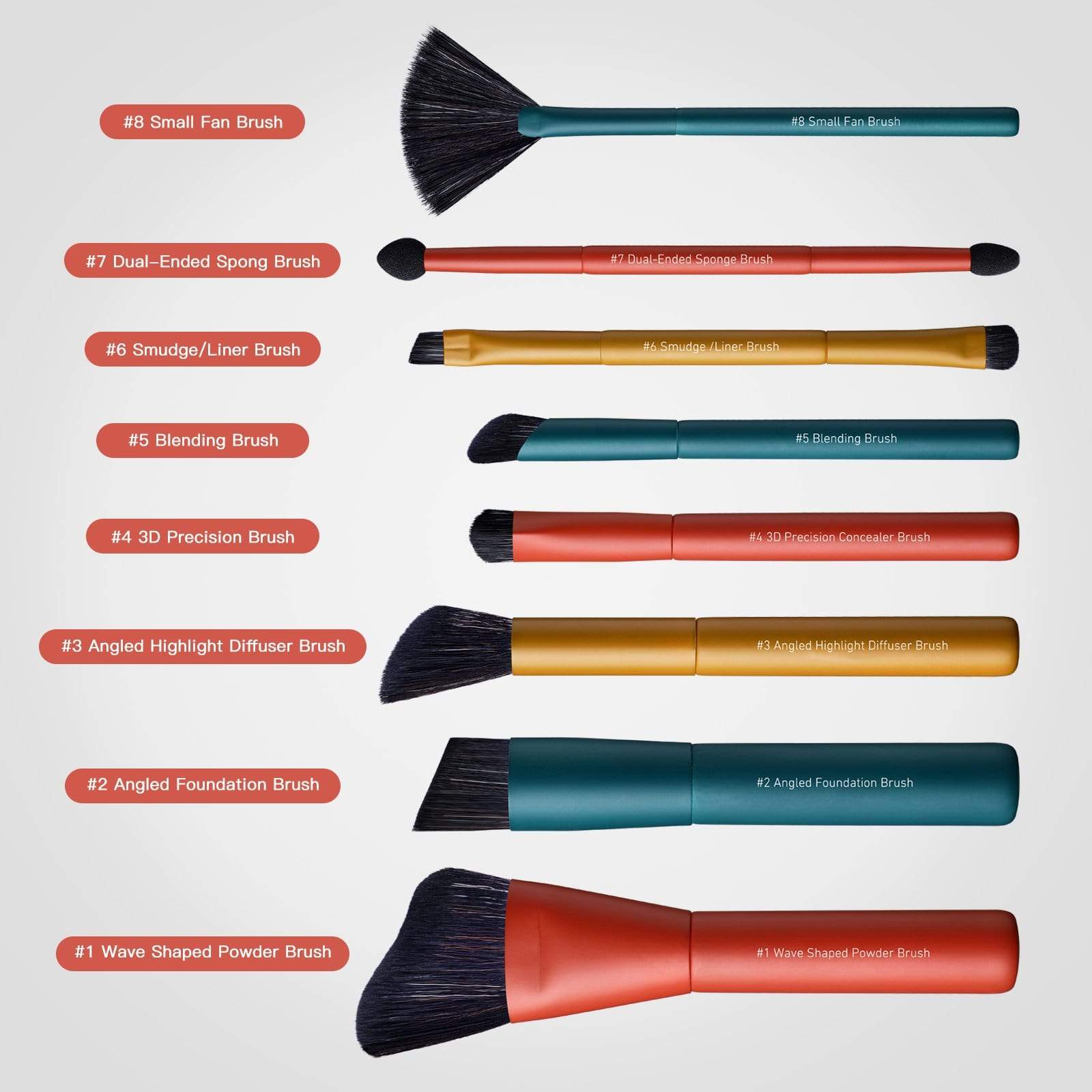 Image of WonderGlam Series 8 pcs Professional Makeup Brushes Kit